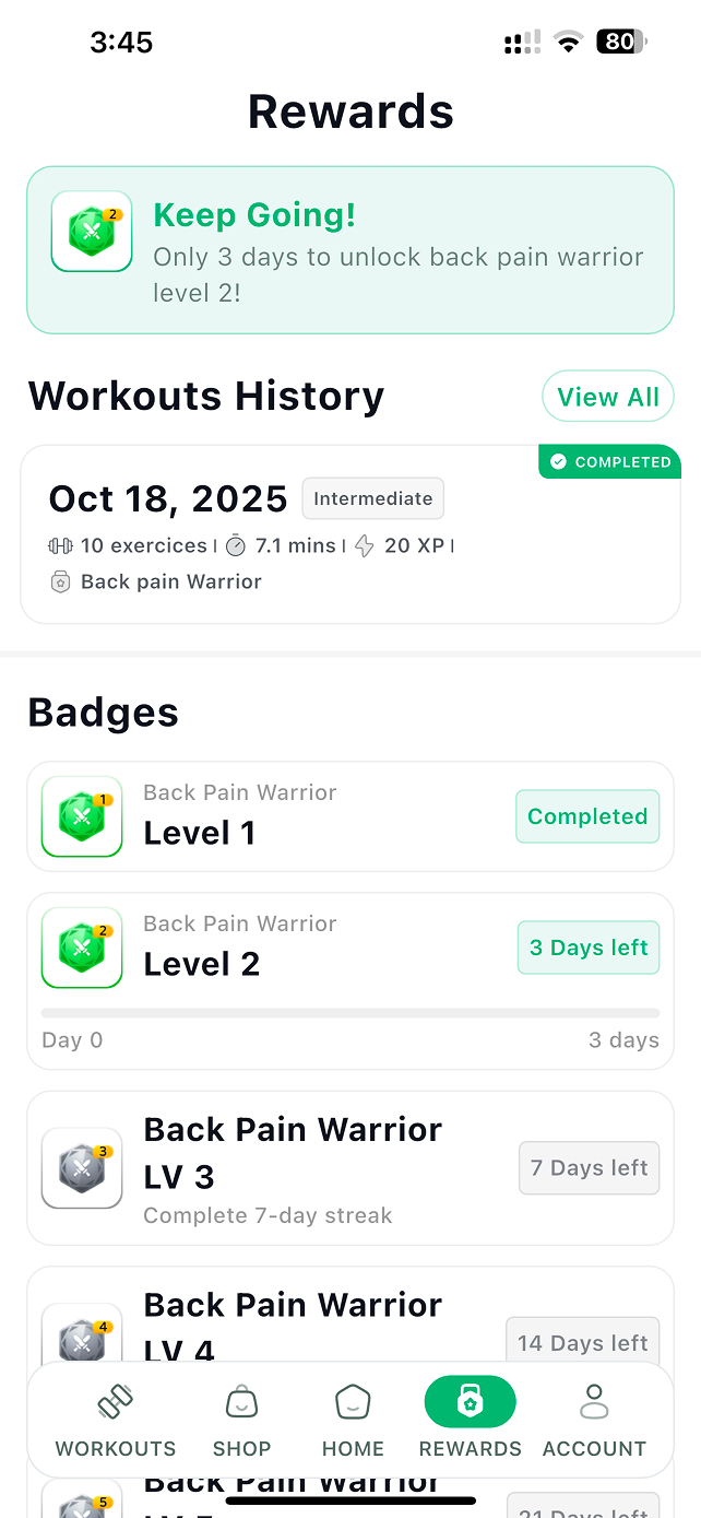 Lumbra iOS & Android Fitness App mobile app screen 3